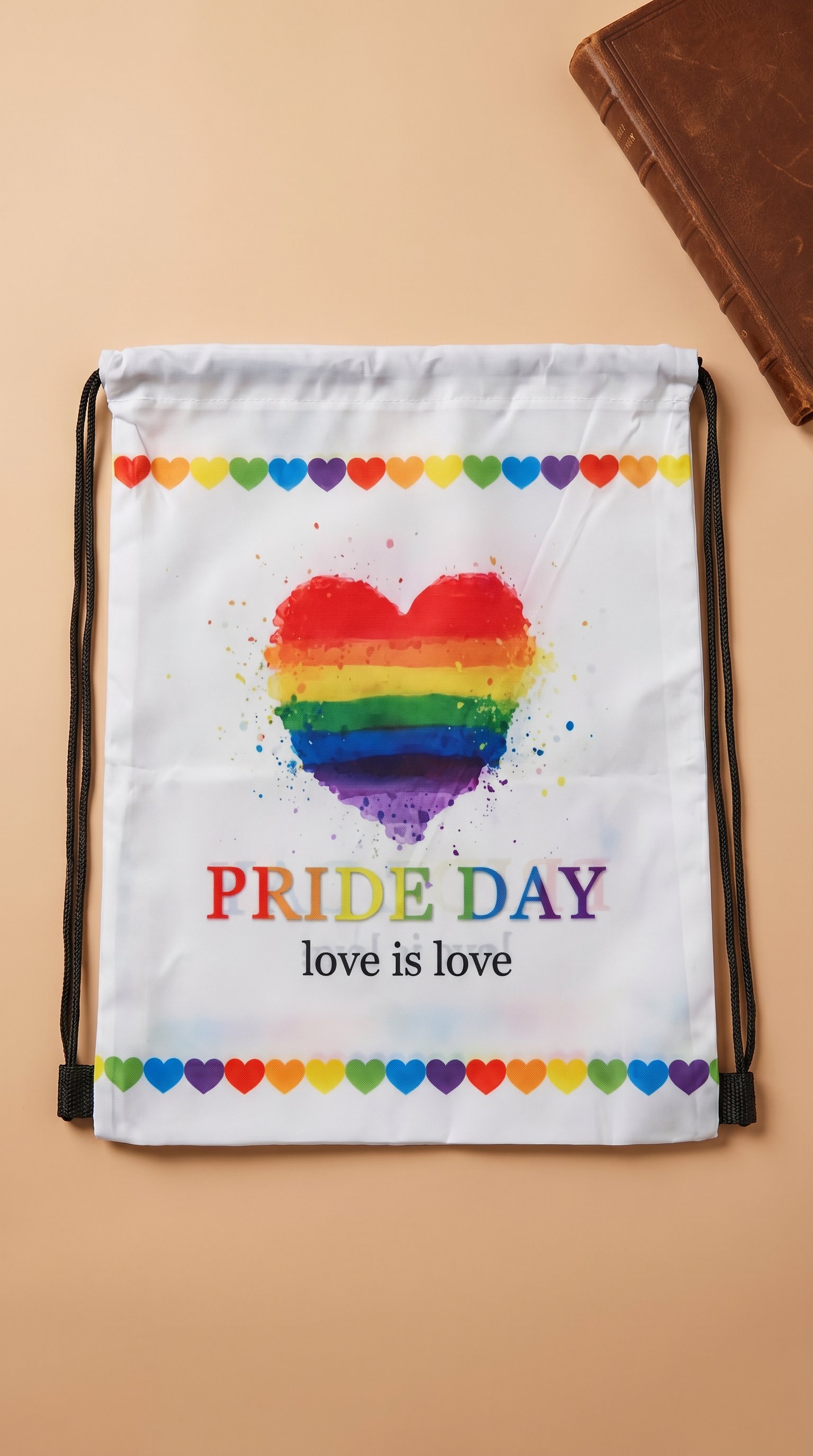 Pride Day Love is Love – Hvit gymbag