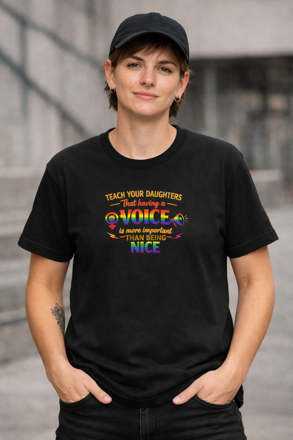 “Teach Your Daughters. That Having a Voice is More Important Than Being Nice.” T-skjorte