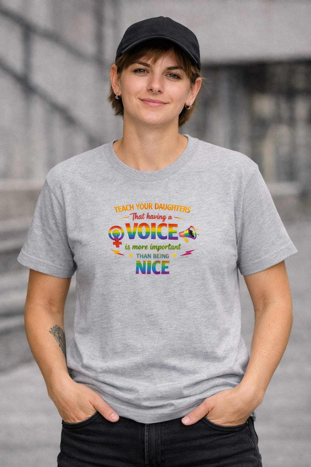 “Teach Your Daughters. That Having a Voice is More Important Than Being Nice.” T-skjorte