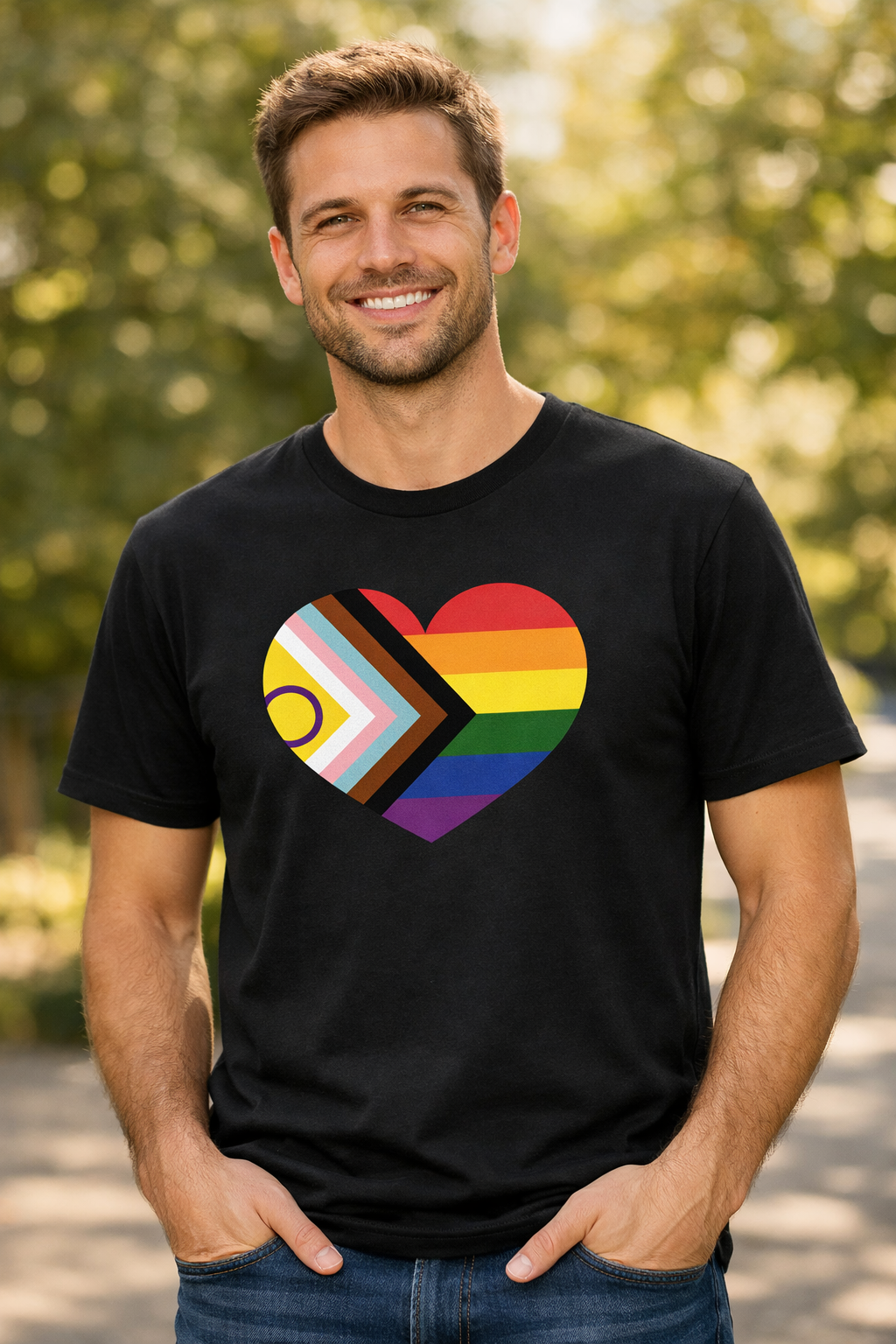 Progressivt Pride-hjerte – T-skjorte