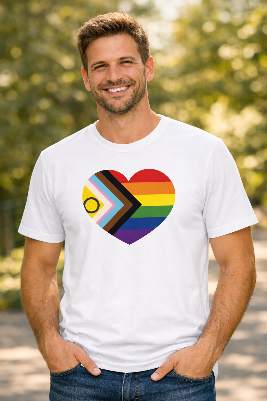 Progressivt Pride-hjerte – T-skjorte