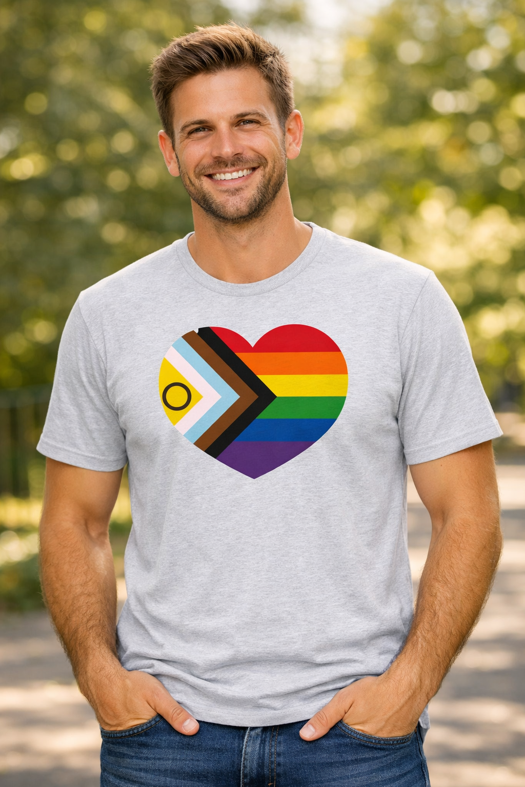 Progressivt Pride-hjerte – T-skjorte