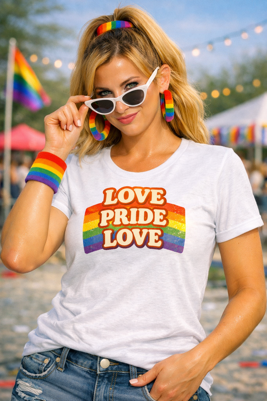 Love, Pride, Love – Retro 70-talls Pride T-skjorte