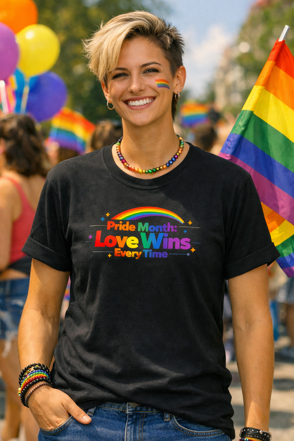 Pride Month: Love Wins Every Time – Regnbue T-skjorte