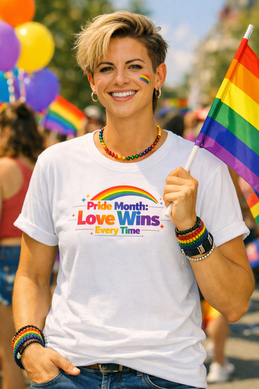 Pride Month: Love Wins Every Time – Regnbue T-skjorte