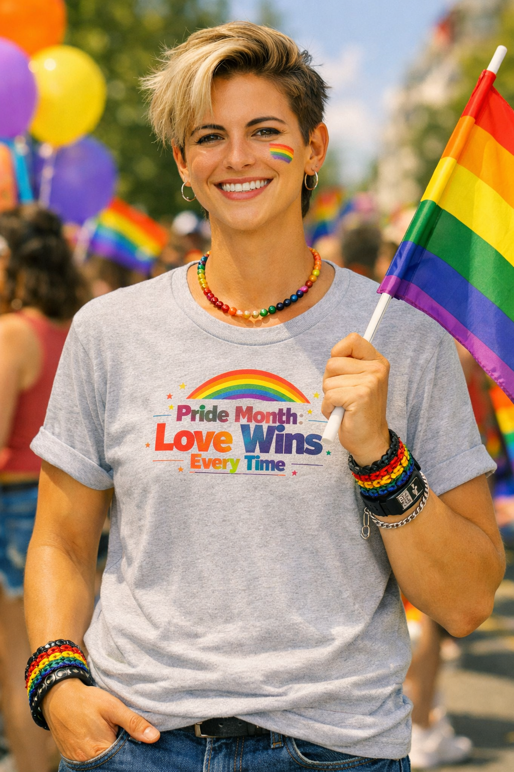 Pride Month: Love Wins Every Time – Regnbue T-skjorte
