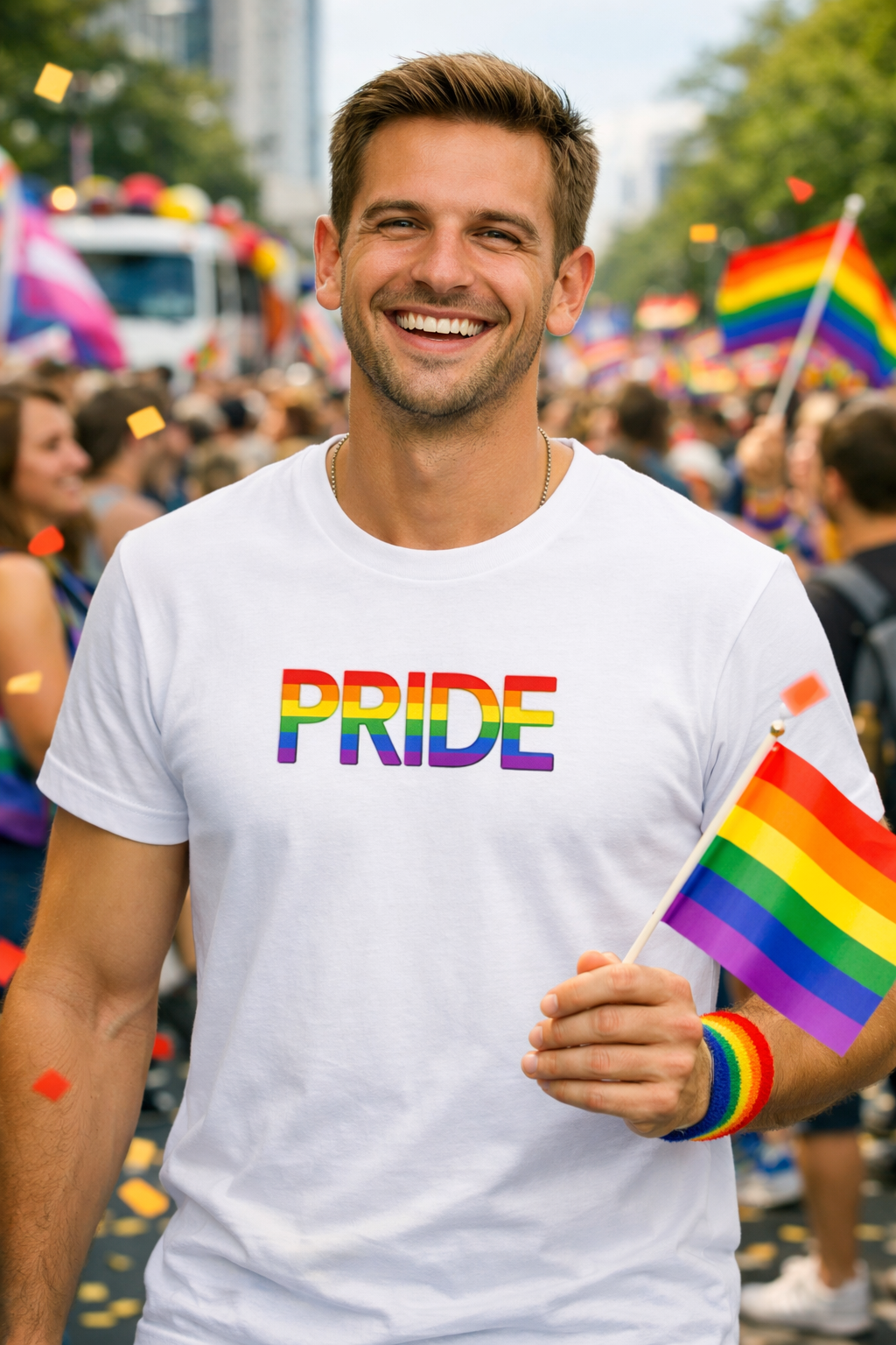 PRIDE – T-skjorte i regnbuens farger