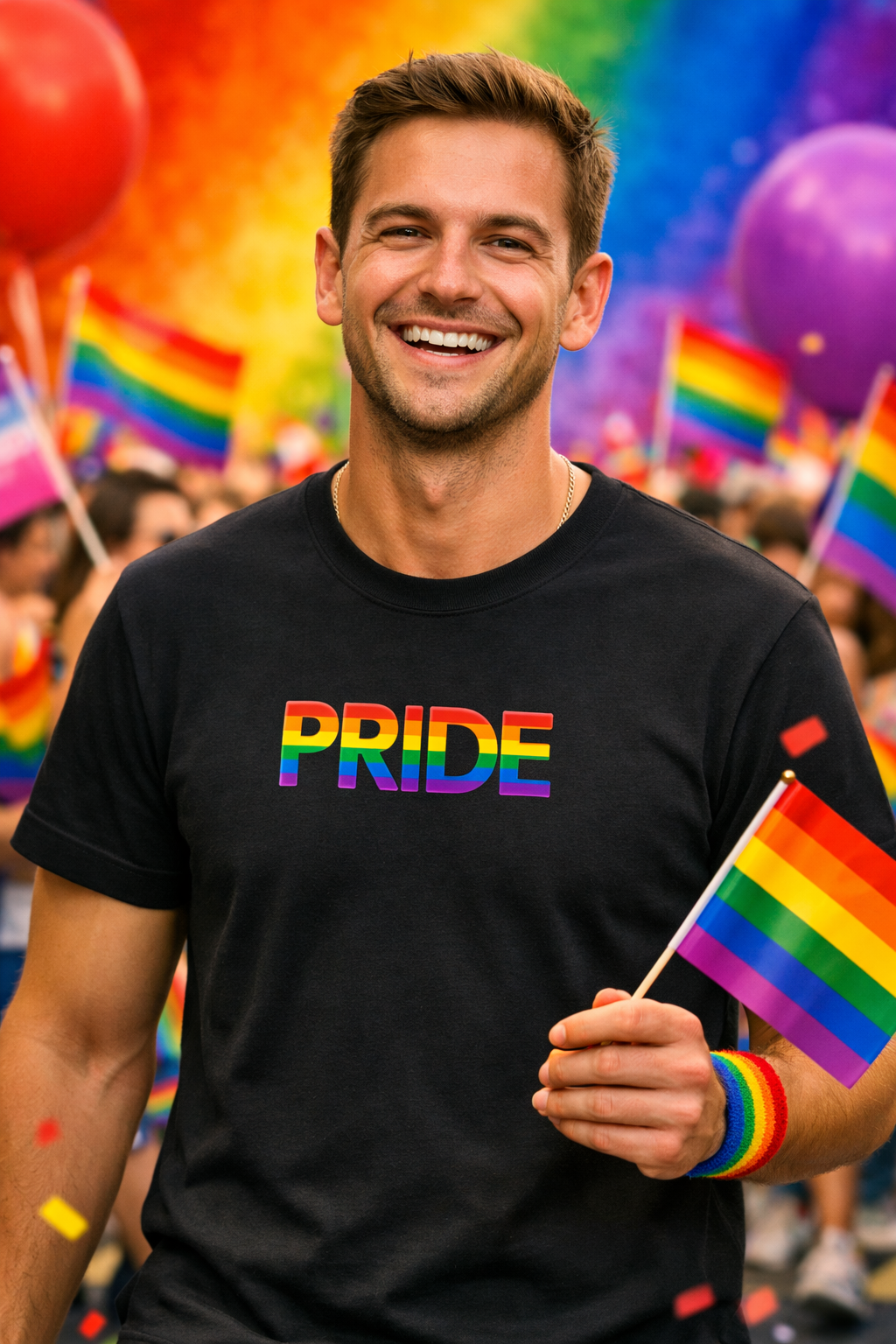 PRIDE – T-skjorte i regnbuens farger