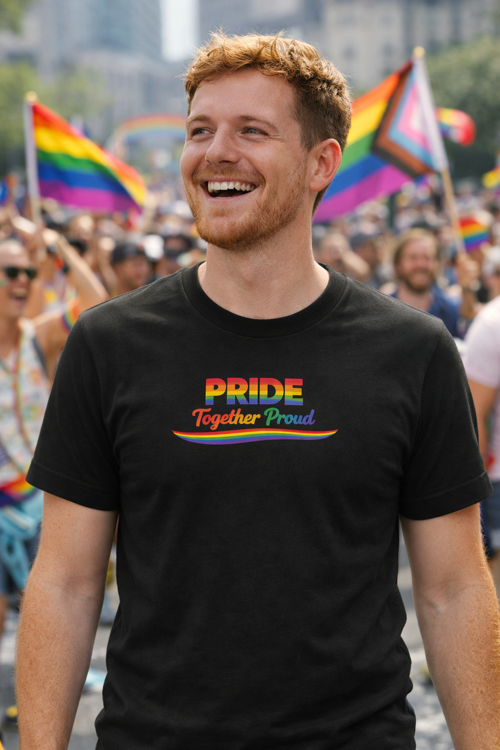 Pride Together Proud – T-skjorte i regnbuens farger