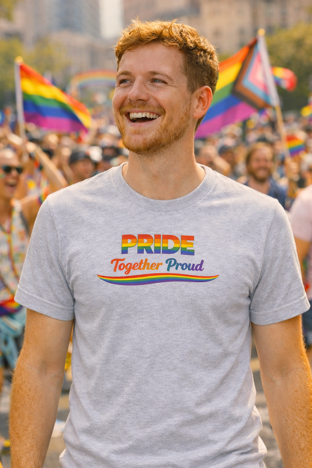 Pride Together Proud – T-skjorte i regnbuens farger