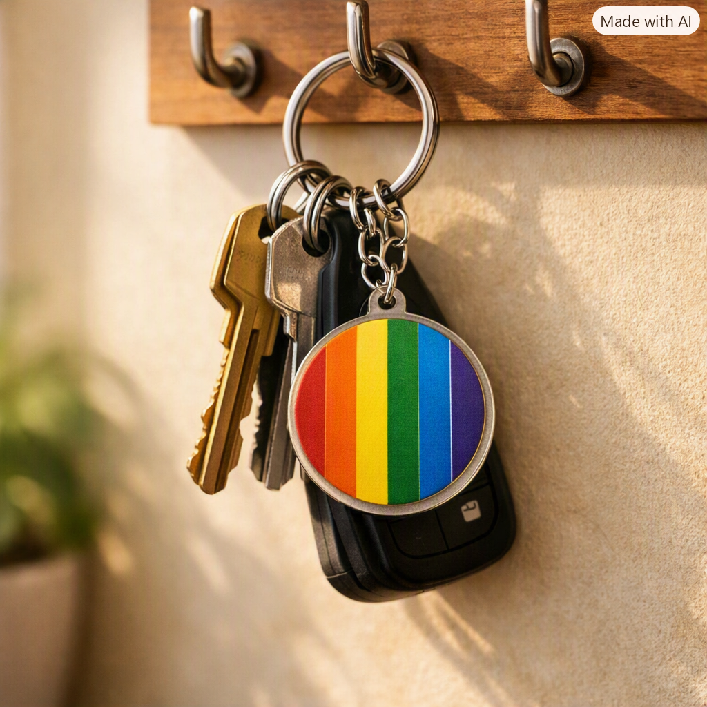 Rund Nøkkelring i pridefarger