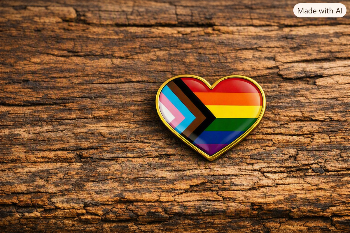Progress Pride Hjerte Emalje Brosje