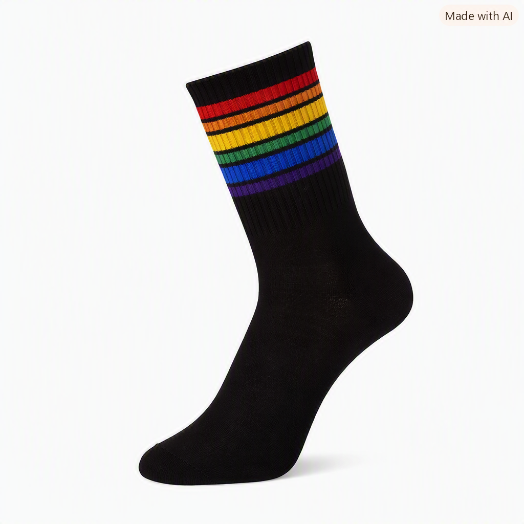 Sorte sokker med Pride-striper brede